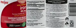 Label for Iron 65 mg