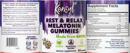 Label for Rest & Relax Melatonin Gummies 4 mg