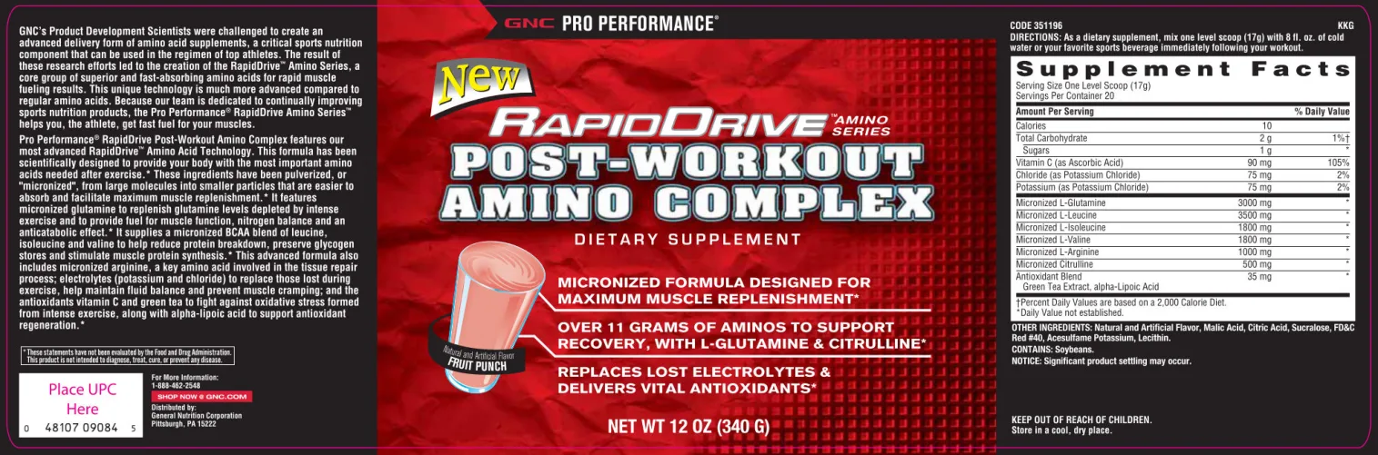 Label for RapidDrive Post-Workout Amino Complex Fruit Punch