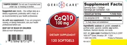 Label for CoQ10 100 mg
