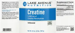 Label for Creatine 5,000 mg Unflavored