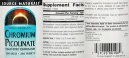 Label for Chromium Picolinate 200 mcg