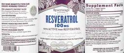 Label for Resveratrol 100 mg