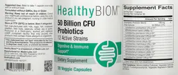 Label for 50 Billion CFU Probiotics