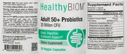 Label for Adult 50+ Probiotics 25 Billion CFU