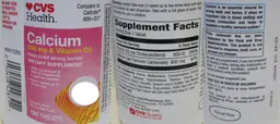 Label for Calcium 600 mg & Vitamin D3
