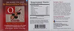 Label for Sip Right 4 Your Type Tea Blood Type O