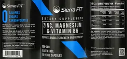 Label for Zinc, Magnesium & Vitamin B6