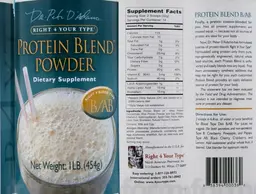 Label for Protein Blend Powder Right 4 Blood Type B/AB