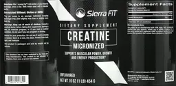 Label for Micronized Creatine Unflavored