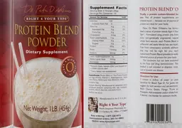 Label for Protein Blend Powder Right 4 Blood Type O