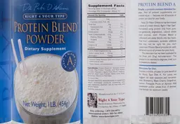 Label for Protein Blend Powder Right 4 Blood Type A
