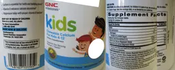 Label for Kids Chewable Calcium