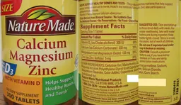 Label for Calcium Magnesium Zinc