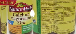 Label for Calcium Magnesium Zinc