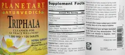 Label for Triphala 1,000 mg