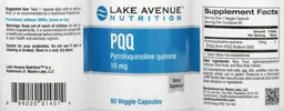 Label for PQQ 10 mg