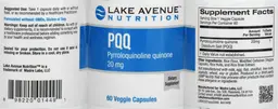 Label for PQQ 20 mg