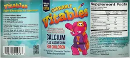 Label for Chewable Calcium plus Magnesium for Children Birthday Cake