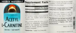 Label for Acetyl L-Carnitine 500 mg