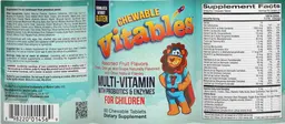 Label for Chewable Multi-Vitamin with Probiotics & Enzymes for Children