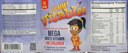 Label for Gummy Mega Multi-Vitamin for Children Raspberry Naturally Flavored