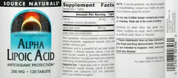 Label for Alpha Lipoic Acid 200 mg
