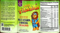 Label for Liquid Multi Vitamin & Mineral for Children Orange Mango