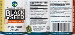 Label for Whole Spectrum Black Seed High Potency Garlic