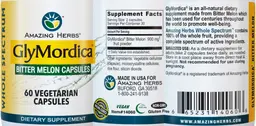 Label for Whole Spectrum GlyMordica Bitter Melon Capsules