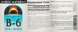 Label for B-6 500 mg