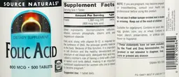 Label for Folic Acid 800 mcg