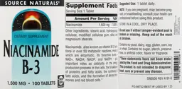 Label for Niacinamide 1,500 mg