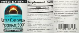 Label for Ultra Chromium Picolinate 500