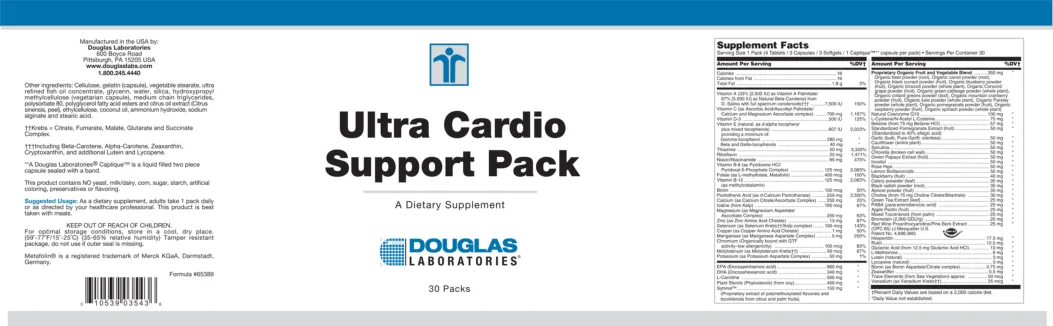 Label for Ultra Cardio Support Pack
