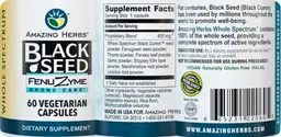 Label for Whole Spectrum Black Seed FenuZyme Bronc Care
