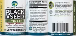 Label for Whole Spectrum Black Seed Ultimate Defense Formula