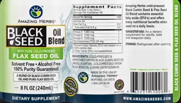 Label for Black Seed Oil Blend with Pure Cold-Pressed Flax Seed Oil