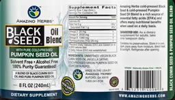Label for Black Seed Oil Blend with Pure Cold-Pressed Pumpkin Seed Oil