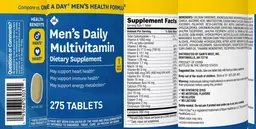 Label for Men's Daily Multivitamin