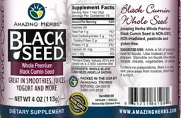 Label for Black Seed Whole Premium Black Cumin Seed