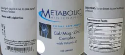 Label for Cal/Mag/Zinc Complex with Vitamin D