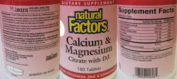 Label for Calcium & Magnesium Citrate with D3