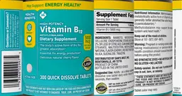 Label for Vitamin B12 5000 mcg