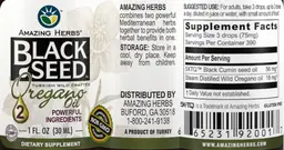 Label for Black Seed Oregano Oil