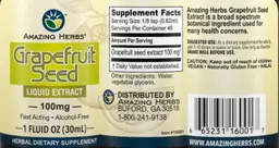 Label for Grapefruit Seed Liquid Extract 100 mg
