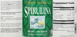 Label for Spirulina 500 mg