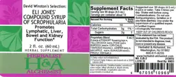 Label for David Winston's Selection: Eli Jones' Compound Syrup of Scrophularia