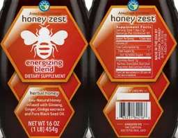 Label for HoneyZest Energizing Blend