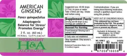 Label for American Ginseng